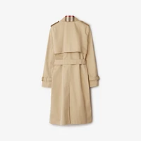 Long Check Collar Gabardine Trench Coat in Honey - Women, Cotton | Burberry® Official