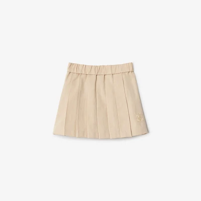 Pleated Cotton Blend Skirt in Pale stone | Burberry® Official