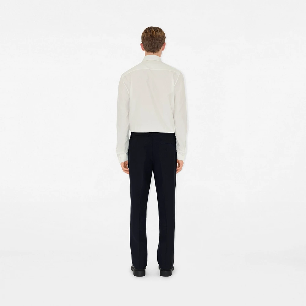 Wool Mohair Tailored Trousers in Navy - Men | Burberry® Official