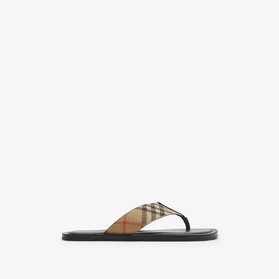 Check Pavilion Sandals​ in Sand - Men, Nylon | Burberry® Official