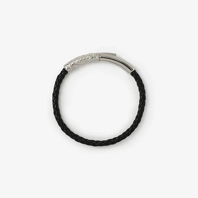 Leather Check Bracelet in Silver/black - Men | Burberry® Official