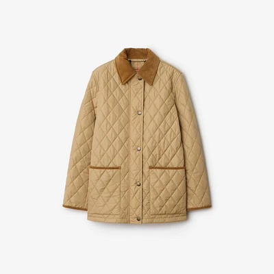 Quilted Nylon Barn Jacket in Flax/sand - Women | Burberry® Official