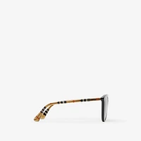 Tubular Check Round Sunglasses​ in Black - Women | Burberry® Official