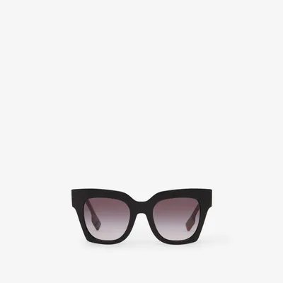 Check Square Sunglasses in Black/beige - Women | Burberry® Official