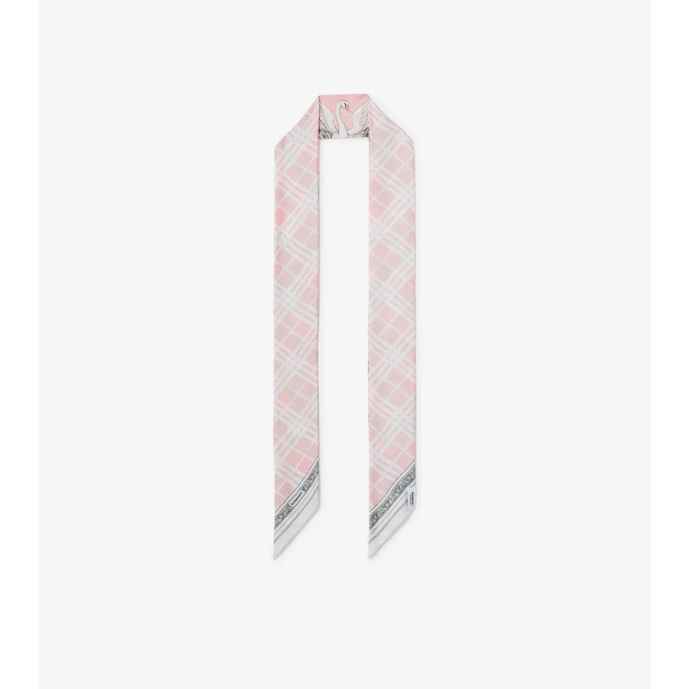 Statue Print Silk Diamond-shaped Scarf in Alabaster Pink