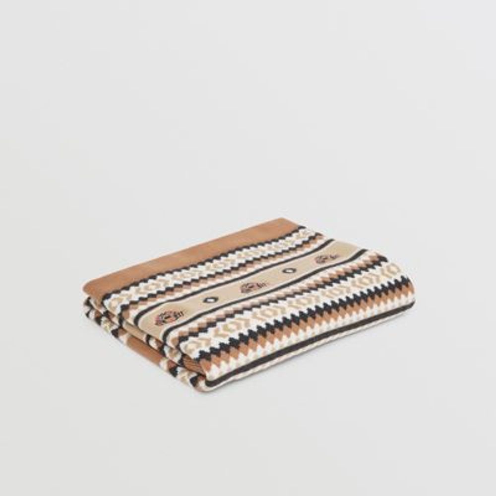 Fair Isle Wool Cashmere Baby Blanket in Camel - Children | Burberry United States