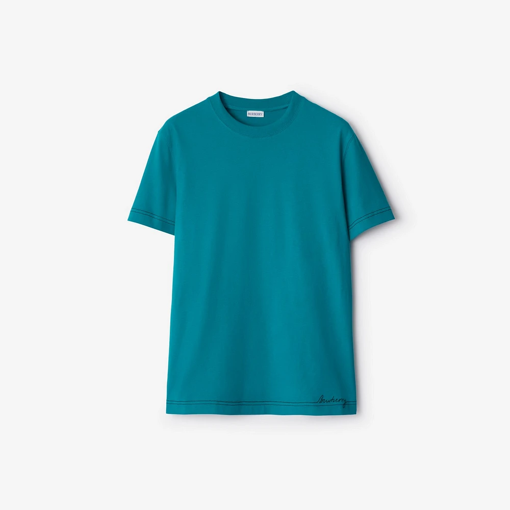 Cotton T-shirt in Kingfisher - Men | Burberry® Official