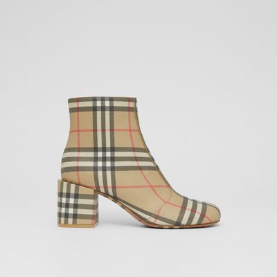 Vintage Check Block-heel Ankle Boots Archive Beige - Women | Burberry® Official