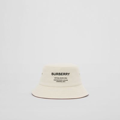 Horseferry Motif Cotton Bucket Hat Natural | Burberry® Official