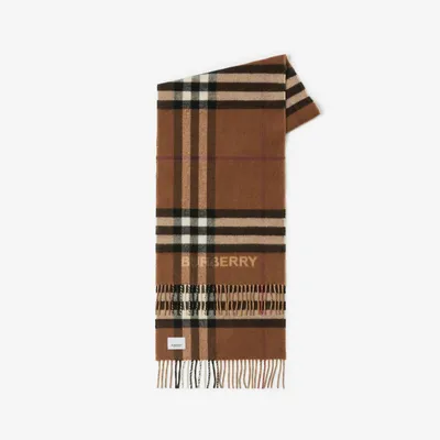 Burberry Men's Giant Check Cashmere Scarf In Birch Brown