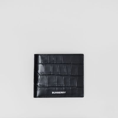 Embossed Leather Bifold Wallet in Black - Men | Burberry® Official