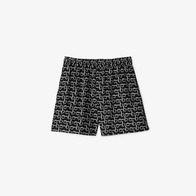 B Silk Shorts in Silver/black - Women | Burberry® Official