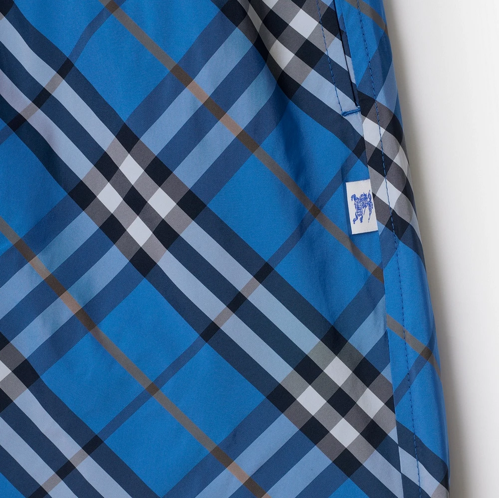 Check Swim Shorts in Hyacinth blue - Men | Burberry® Official