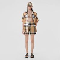 Check Silk Shorts Archive Beige | Burberry® Official