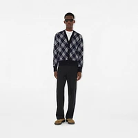 Check Wool Blend Cardigan in Ink blue - Men | Burberry® Official