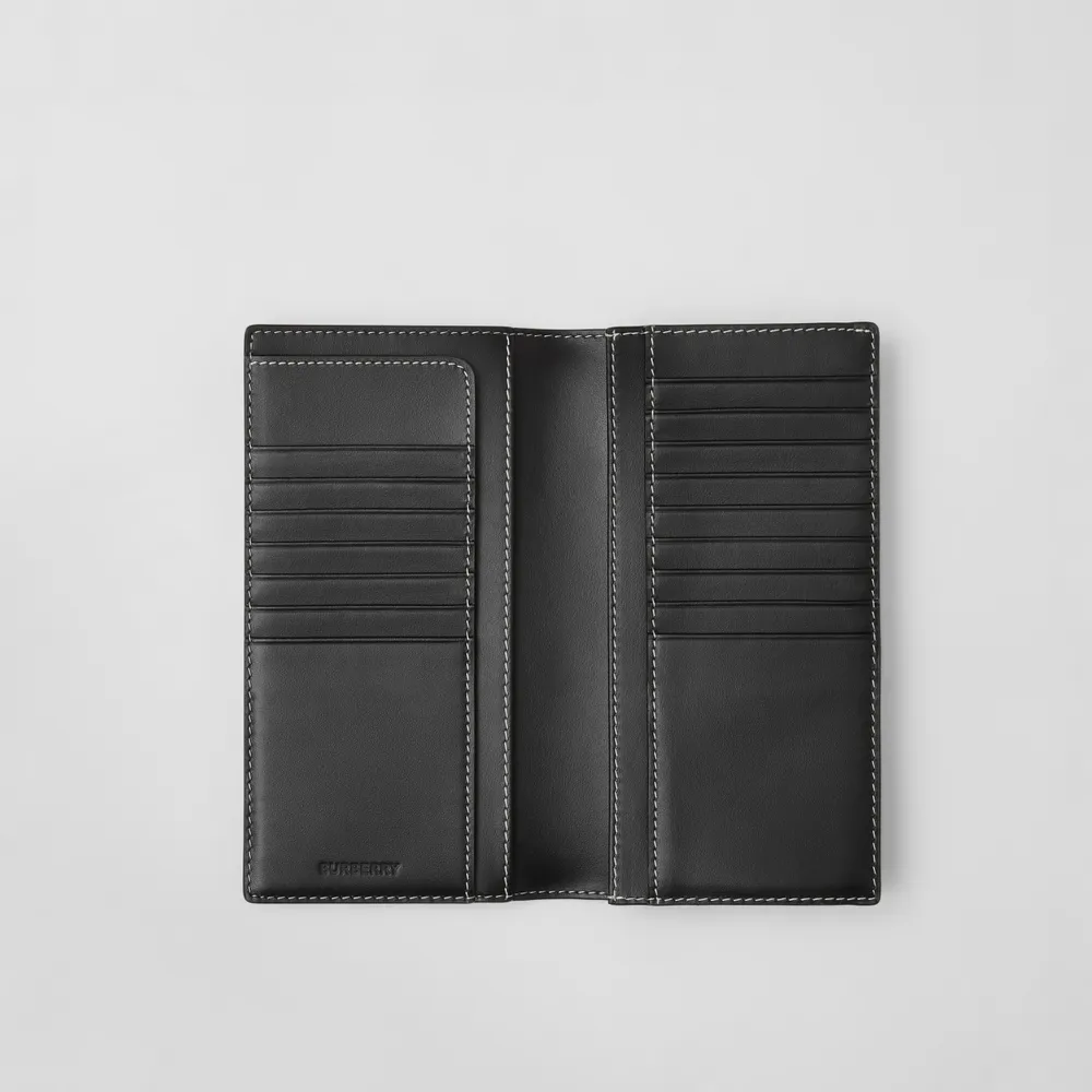Check and Leather Continental Wallet in Dark Birch Brown - Men | Burberry®  Official