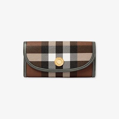 Check Continental Wallet in Dark birch brown - Women | Burberry® Official