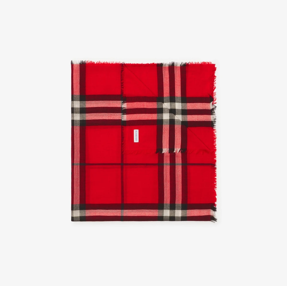 Check Wool Scarf in Scarlet | Burberry® Official