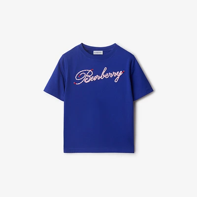 Laces Logo Cotton T-shirt in Knight | Burberry® Official