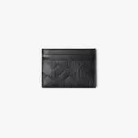 Embossed Check Card Case in Black - Men, Leather | Burberry® Official