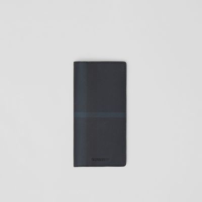 Check Continental Wallet in Dark Charcoal Blue - Men | Burberry® Official