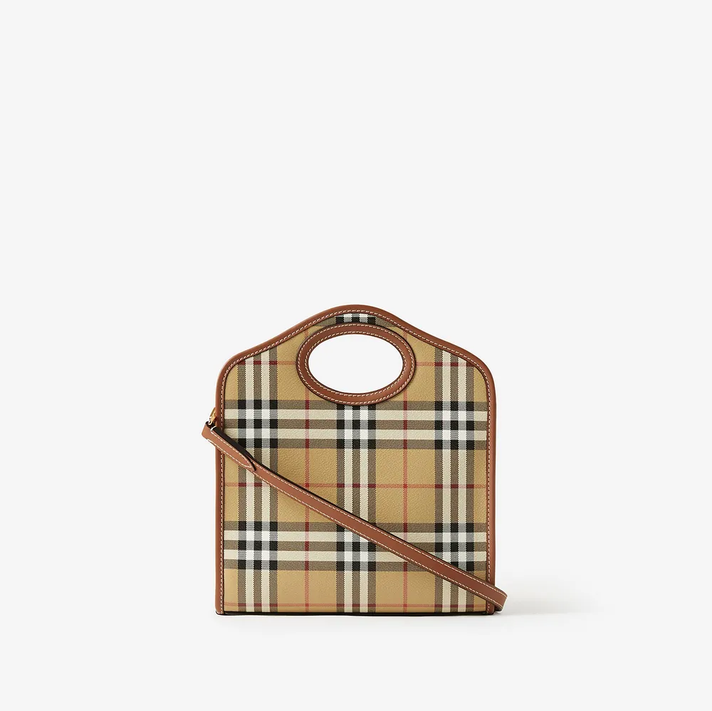 Mini Pocket Bag in Briar brown - Women, Vintage Check | Burberry® Official