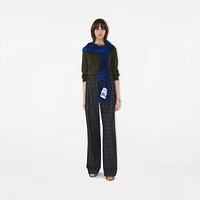Wide Check Wool Silk Scarf in Ink/blue | Burberry® Official