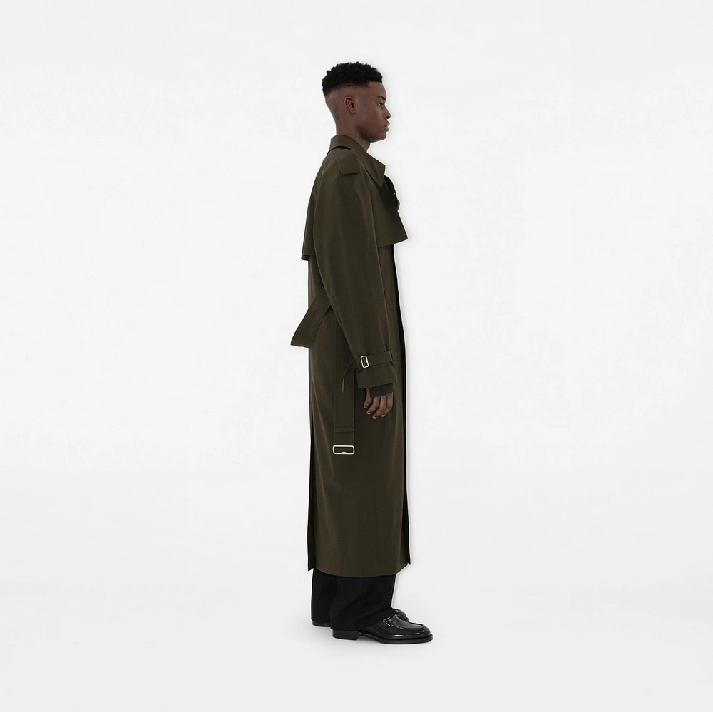 Long Stretch Wool Trench Coat in Brown melange - Men | Burberry® Official