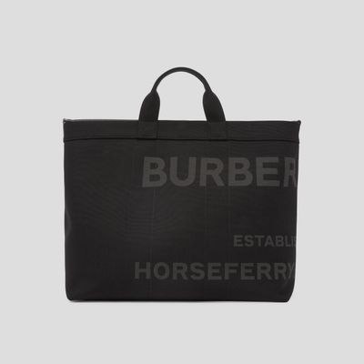 Horseferry Print Nylon Tote in Black - Men | Burberry® Official