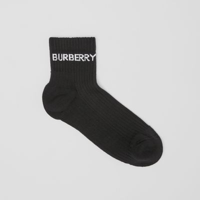 Logo Intarsia Technical Stretch Cotton Ankle Socks | Burberry® Official