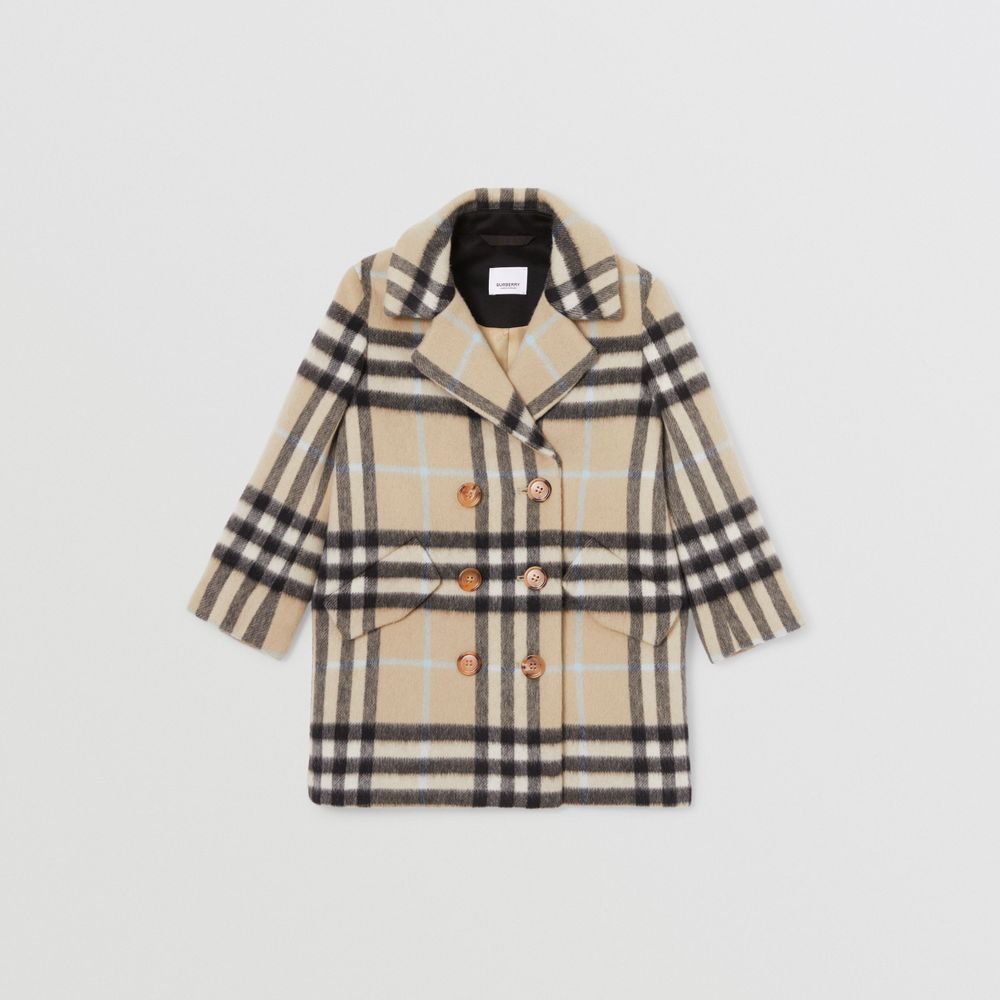 Check Wool Blend Tailored Coat Pale Sand | Burberry® Official