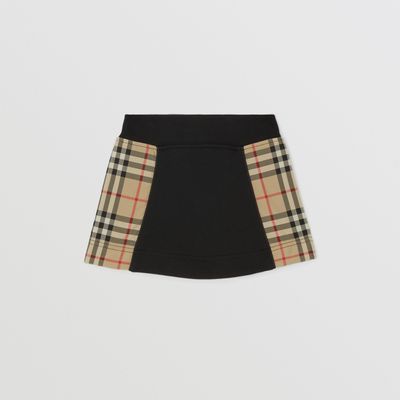 Vintage Check Panel Cotton Skirt Black - Children | Burberry® Official