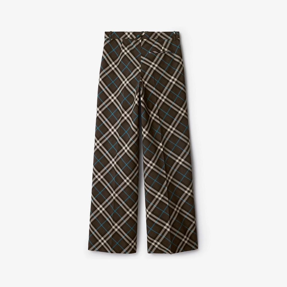 Check Wool Blend Tailored Trousers in Snug - Men | Burberry® Official