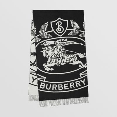 EKD Cashmere Jacquard Oversized Scarf in Black/white | Burberry® Official