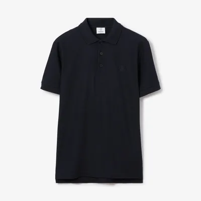 Monogram Motif Cotton Piqué Polo Shirt Coal Blue - Men | Burberry® Official