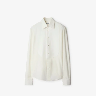 Slim Fit Cotton Silk Tuxedo Shirt in Natural white - Men | Burberry® Official