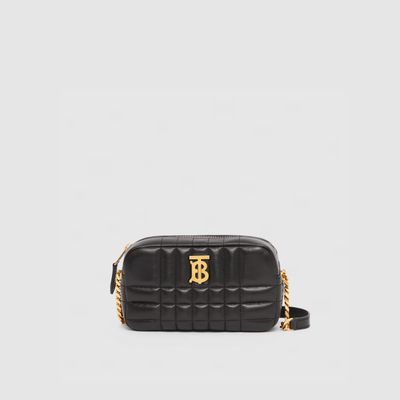 Quilted Leather Mini Lola Camera Bag in Black