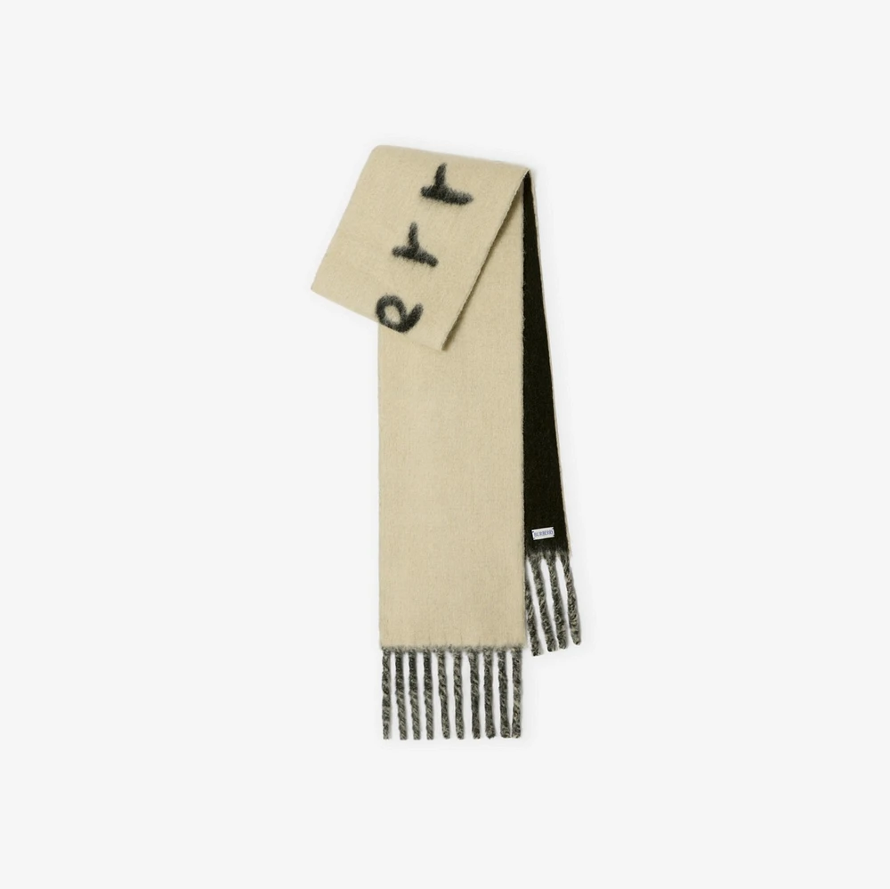 Reversible Logo Alpaca Wool Blend Scarf in Candle | Burberry® Official