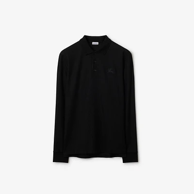 Long-sleeve Cotton Polo Shirt in Black - Men | Burberry® Official