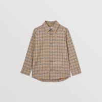 Check Stretch Cotton Shirt Archive Beige | Burberry® Official