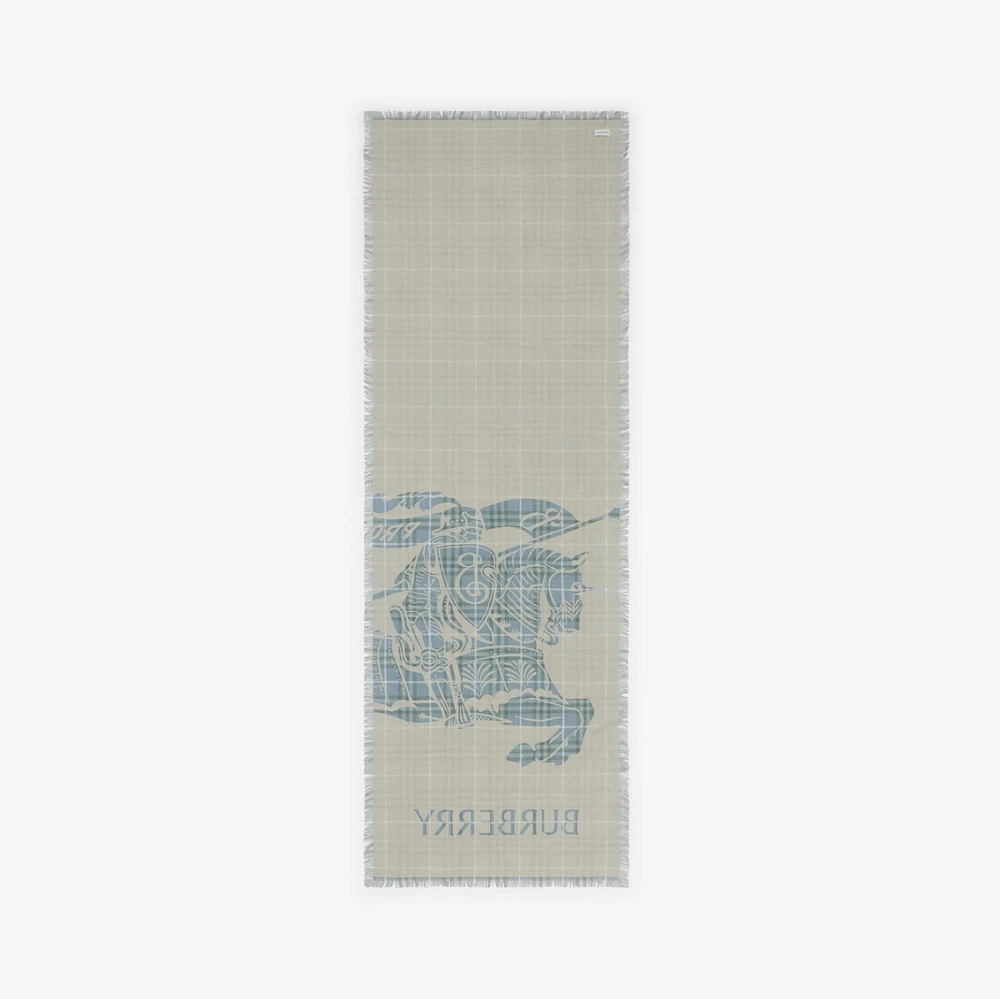 Wide EKD Check Wool Scarf in Pewter | Burberry® Official
