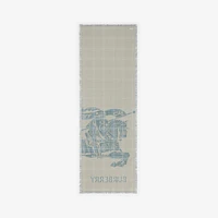 Wide EKD Check Wool Scarf in Pewter | Burberry® Official