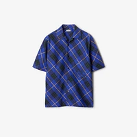 Check Linen Shirt in Bright navy - Men | Burberry® Official