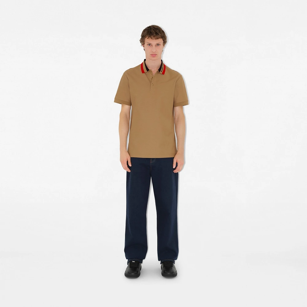 Cotton Polo Shirt in Camel - Men | Burberry® Official