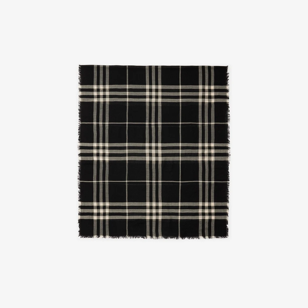 Check Wool Scarf in Black/calico | Burberry® Official