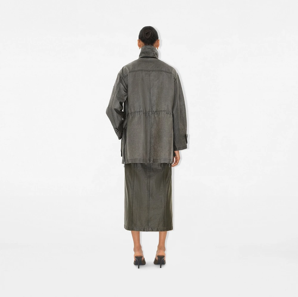 Bleached Cotton Parka in Oil - Women | Burberry® Official