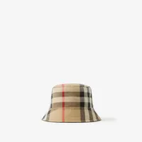 Exaggerated Check Cotton Bucket Hat in Archive beige - Men | Burberry® Official