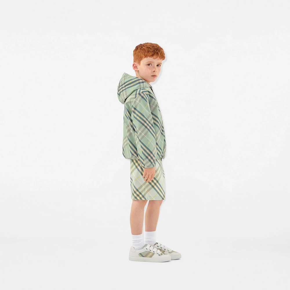 Reversible Check Cotton Blend Jacket in Breeze | Burberry® Official