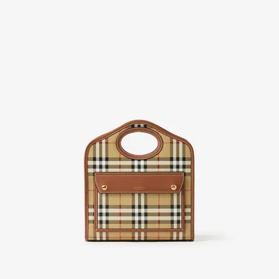 Mini Pocket Bag in Briar brown - Women, Vintage Check | Burberry® Official