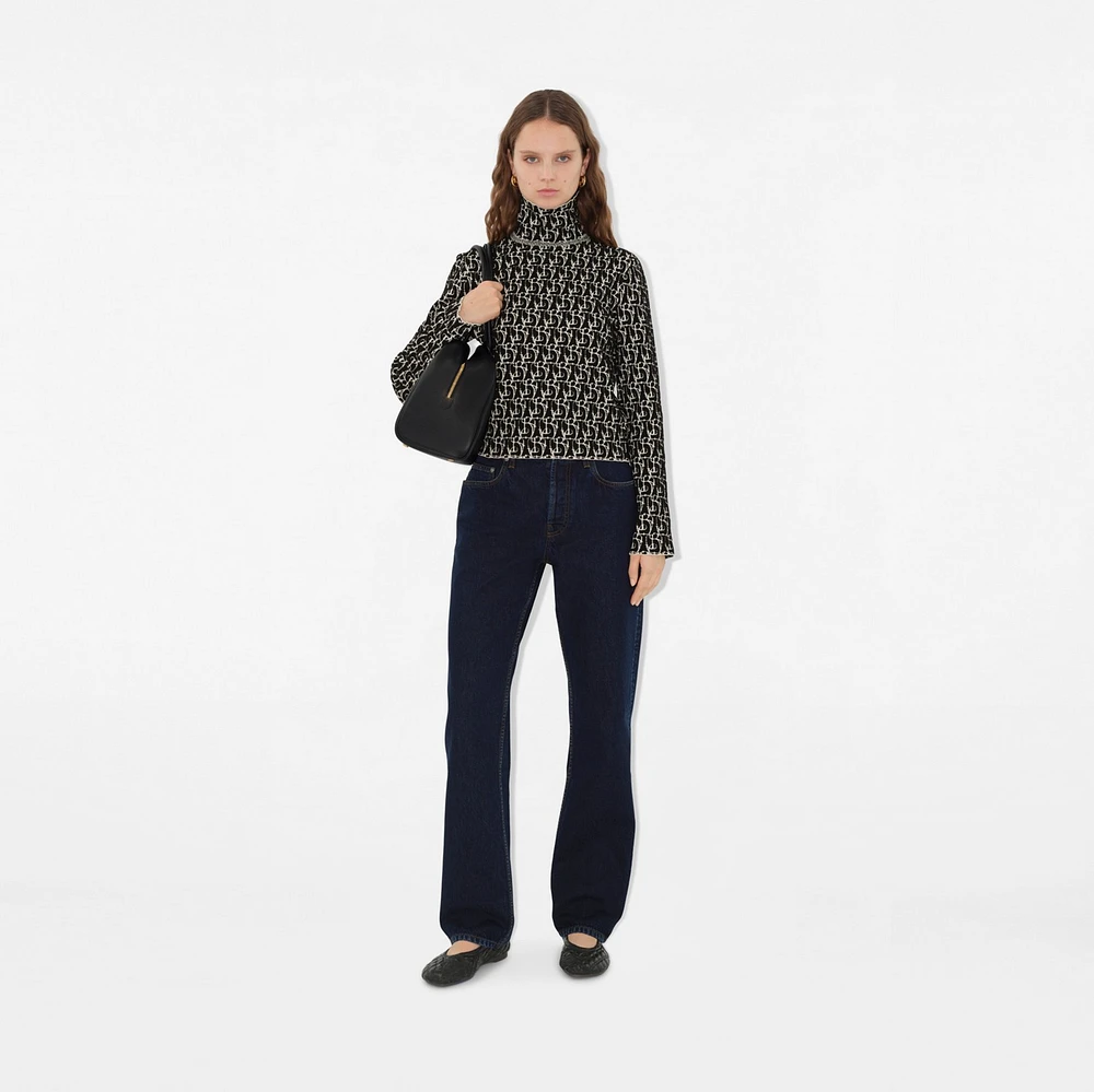 B Charm Wool Blend Sweater in Black - Women, Nylon | Burberry® Official